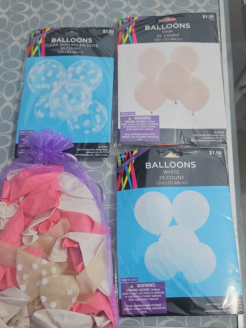 Hobby Lobby Pink, White & Clear Polka Dot Party Balloons Pack